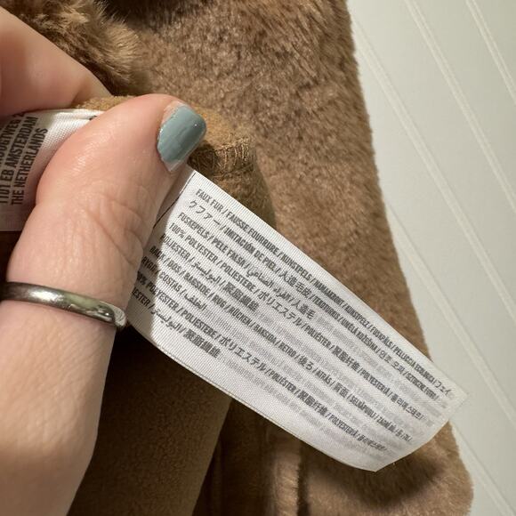 Abercrombie Fitch Faux Fur Half Zip Sweatshirt Tan Size Large - Picture 5 of 6